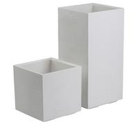 HowHomely | Maceta con maceta interior sobre ruedas - Jardín en maceta - Juego de 2 - 30x30x30 cm y 30x30x60 cm - color crema