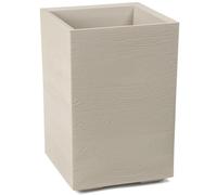 HowHomely Macetero Beige 59 x 40 x 40 cm Maceta Grande Exterior - Jardinera con Ruedas con tapón de desagüe - Maceta Rectangular de Madera para jardín y terraza