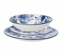 HowHomely Vajilla para 6 personas, 18 piezas, porcelana, diseño floral, color azul