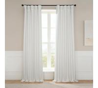 HPD Half Price Drapes BOCH-LN185-P Cortina de Lino sintético de oscurecimiento de habitación, para Dormitorio y Sala de Estar, 1 Panel, Ancho Pulgadas de Largo, Color Abedul, W 50" x L 84" (1 Panels)
