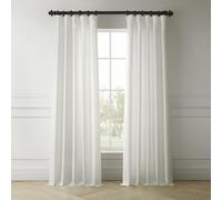 HPD Half Price Drapes Cortinas de Lino Italiano para Dormitorio y Sala de Estar, Cortina de oscurecimiento de habitación (1 Panel), 50 Pulgadas de Ancho x 96 Pulgadas de Largo, Magnolia Blanco Roto