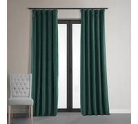 HPD Half Price Drapes Signature - Cortinas Blackout de Terciopelo, con Bloqueo Total de Calor y luz, para Sala de Estar y Dormitorio (1 Panel), 50 Pulgadas de Ancho x 84 Pulgadas de Largo, Verde