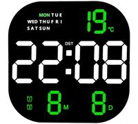 HpLive Reloj despertador LED, reloj de pared, reloj digital, reloj de pared digital LED con alarma, termómetro, calendario, indicador de día de la semana, brillo ajustable, mando a distancia, color