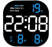 HpLive Reloj despertador LED, reloj de pared, reloj digital, reloj de pared digital LED con alarma, termómetro, calendario, visualización del día de la semana, brillo ajustable, mando a distancia
