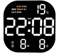 HpLive Reloj despertador LED, reloj de pared, reloj digital, reloj de pared digital LED con alarma, termómetro, calendario, visualización del día de la semana, brillo ajustable, mando a distancia