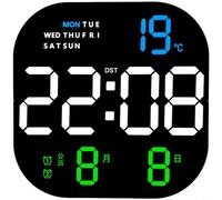 HpLive Reloj despertador LED, reloj de pared, reloj digital, reloj de pared digital LED con alarma, termómetro, calendario, visualización del día de la semana, brillo ajustable, mando a distancia