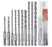 HPMAISON Broca de Martillo Rotativo SDS Plus, 10 piezas Juego de Brocas SDS-Plus de Punta de Carburo de 4 Cortadores Para Hormigón, Pared de Ladrillo, Cemento, Piedra, Albañilería, Ø 5mm-12mm