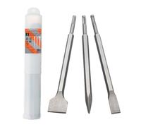 HPMAISON Juego de cinceles SDS-Plus de 3 piezas, Vástago hexagonal Pala de alta calidad, cincel plano y de punta para mampostería pared de ladrillo granito uso universal