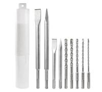 HPMAISON Set 9 Unidades de Brocas y cinceles SDS Plus, Broca de 5 Martillos, 2 Cincellón Plano y 2 Cincel de Punta para Hormigón, Ladrillo, Cemento, Piedra y Mampostería
