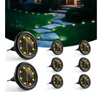 Hqynss 8 Paquetes Luces Solares LED Exterior Jardin Suelo, 8 LED Luz Solar Exterior Jardin, luz solar IP65, IP65 Impermeable Lamparas Solares Suelo Camino, Patio, Césped, Terraza (Blanco Cálido)