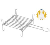 HR Hogar - Parrilla para Barbacoa de Acero Zincado Doble, 30x30 cm - Fabricado en Europa - Regalo Salsera 250 mL - Fácil limpieza, Resistente y Duradera