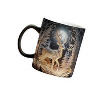 Hrtyvhin Dinámico Santa Copos de nieve Renos Tazas navideñas Cambia de color con la temperatura Construcción de cerámica Regalo Listo Calor Bebidas navideñas