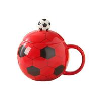 Hrtyvhin Taza creativa con forma de balón de fútbol, taza de fútbol de cerámica de 14oz para decoración de fiestas y regalo coleccionable para admiradores del fútbol