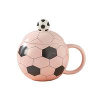 Hrtyvhin Taza creativa con forma de balón de fútbol, taza de fútbol de cerámica de 14oz para decoración de fiestas y regalo coleccionable para admiradores del fútbol