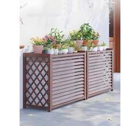HRXQ Protector Cubre Aire Acondicionado Exterior Madera, Cubierta Impermeable Y Duradera Para Aire Acondicionado Exterior, Fácil De Instalar, Ideal Para Jardín, Balcón Y Decoración Exterior(Small-80x3