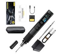HS-02B Soldador Estaño Set con Cable 100W, Calentamiento Rápido en 2S, 100-450°C, 3 Temperaturas Preestablecidas, Pantalla IPS de 0,96", Kit Soldadura para Bricolaje, PD/QC/DC(Adaptador 90W+Cable C2C)