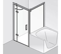 HSK Atelier Plano lateral acortado para puerta giratoria/puerta plegable, dimensiones: 90,0 cm x 200,0 cm, tope derecho/izquierdo (giratorio), 17918090-68-50edelglas, Cabinas de ducha: Negro mate: ESG