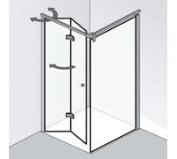HSK Atelier Puerta plegable con bisagras para panel lateral, dimensiones: 120,0 cm x 200,0 cm, tope con bisagra a la izquierda, 17788120-L-41-50edelglas, Cabinas de ducha: Aspecto cromado: ESG transpa