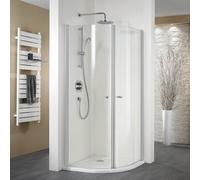 HSK Ducha redonda exclusiva con 2 puertas batientes, medidas: 90 x 90 x 200 cm, radio 550 mm, 450090-ST-50edelglas, Cabinas de ducha: Colores estándar: ESG transparente con vidrio precioso