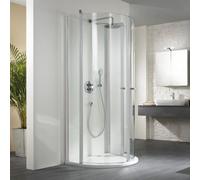 HSK Exklusiv Ducha redonda semicircular con 2 puertas batientes, 4 piezas, medidas: 110 x 90 x 200 cm, 480110-SO-50edelglas, Cabinas de ducha: Colores especiales: ESG transparente con vidrio noble