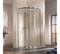 HSK Favorit Ducha redonda con puerta corredera y cristales curvos, tamaño: 90 x 90 x 185 cm, radio: 500 mm, 114090500-01-50edelglas, Cabinas de ducha: Aluminio-plata mate: ESG transparente con vidrio 