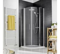 HSK Favorit Nova Ducha redonda con 2 puertas batientes, 4 piezas, tamaño: 90 x 90 x 195 cm, radio: 550 mm, 14409055004-50edelglas, Cabinas de ducha: blanco: ESG transparente con vidrio precioso