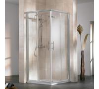 HSK Favorit puerta corredera de entrada por la esquina, 4 piezas, tamaño: 140 x 90 x 185 cm, 125027-ST-50, Cabinas de ducha: Colores estándar: ESG transparente