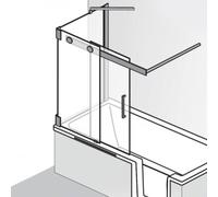 HSK K2P Accesorio para bañera, puerta corredera de 2 hojas + panel lateral, medidas: 104,0 / 75,0 x 150,0 cm, elemento fijo a la izquierda, 2186100-L-41-50edelglas, Cabinas de ducha: Aspecto cromado: