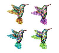 Hsthe Sea 4 Pcs Metal Hummingbird Wall Art Decor Outdoor Garden Fence Ornaments Wrought Iron Colorful Hummingbird for Backyard Porch Patio