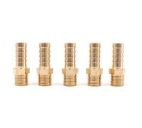 Hsthe Sea 5 conectores de latón macizo BSP de 10 mm a 1/4 pulgadas con púas a rosca macho BSP, adaptador de tubo de estanque/piscina/manguera