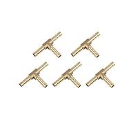 Hsthe Sea 5 conectores en forma de T de latón de 6 mm o 15/64 pulgadas para manguera de aire, gas, agua, combustible