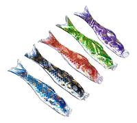 Hsthe Sea - 5 Piezas de Manga de Viento de Carpa Japonesa, Colorida, Serpentina de Bronce, Bandera de pez, Cometa, Koinobori, decoración Colgante para Barra de Sushi Japonesa (60 cm, 23,6 Pulgadas)