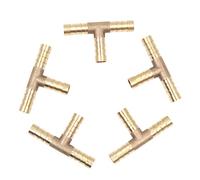 Hsthe Sea Lote de 5 raccords de tuyau en laiton 10 mm ou 39/100" - 3 voies en forme de T - Raccord pour tuyau d'air de carburant - Connecteur en T