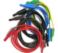 HT-Instruments KIT TLS-5: Juego de cables de medición, de colores, 5 cables de 2 metros, con conector de seguridad apilable en ambos extremos