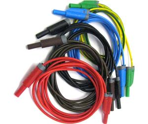 HT-Instruments KIT TLS-5: Juego de cables de medición, de colores, 5 cables de 2 metros, con conector de seguridad apilable en ambos extremos