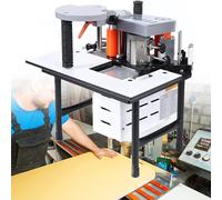 HTDRE Máquina portátil para encolar Cantos, Apta para Cantos curvos y Rectos, con Velocidad Ajustable y Grosor de 0,3 a 3 mm. Herramienta para encolar Madera.