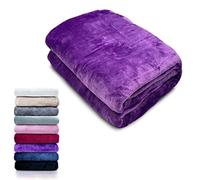 HTE Manta Microfibra Suave para Sofá y Cama, Super Caliente para Adulto y Niño,Sin Arrugas (Morado, 160 x 220 cm)
