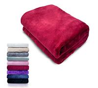 HTE Manta Microfibra Suave para Sofá y Cama, Super Caliente para Adulto y Niño,Sin Arrugas (Rojo, 160 x 220 cm)