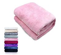 HTE Manta Microfibra Suave para Sofá y Cama, Super Caliente para Adulto y Niño,Sin Arrugas (Rosa, 160 x 220 cm)