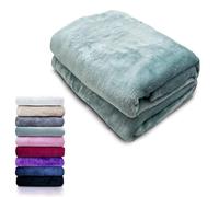HTE Manta Microfibra Suave para Sofá y Cama, Super Caliente para Adulto y Niño,Sin Arrugas (Verde, 160 x 220 cm)
