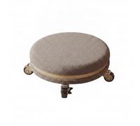 HuadaXtai Asiento Rodante para Niños Taburete con Ruedas Silla Baja Banco Móvil Taburete Giratorio con Respaldo Asiento Mullido, Plano Gris Lana De Cordero Rueda De Rodamiento, Moderno Minimalista
