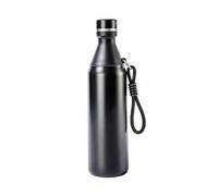 HuadaXtai Botella Deportiva Exterior Botella Térmica Aislada Termo Acero Inoxidable Cantimplora Reutilizable Bidón Portátil con Cuerda Boca Pequeña Tapa a Rosca, Negro Caballero