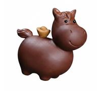 HuadaXtai Figurita de Caballo de Arcilla Púrpura Escultura Adorno Miniatura Diseño Artesanal con Expresión Juguetona y Colita Acompañante de Tetera en