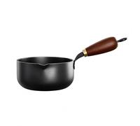 HuadaXtai Mini Sartén de Hierro Fundido Antiadherente Natural Olla Redonda Profunda con para Verter y Asa con Aro para Colgar Válida para Gas E Inducción, 16cm, Sin Tapa