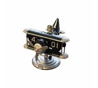 HuadaXtai Page Flip Clock Reloj de Mesa Despertador Mecánico Decorativo con Aspecto Vintage de Avión Biplano Cambio Automático de Hojas y, Verde