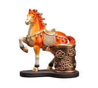 HuadaXtai Portalápices de Escritorio Caballo Organizador Soporte Vaso Figurita Resina Acabado Brillante Diseño con Detalle Pintado Adecuado para Oficina Estudio, Naranja