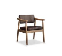 HuadaXtai Silla Tapizada Confortable Silla Asiento con Marco de Madera Asiento Acolchado en Pana Suave Silueta Minimalista y Apoyabrazos Ergonómicos Adecuada, Marrón Café