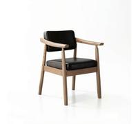 HuadaXtai Silla Tapizada Confortable Silla Asiento con Marco de Madera Asiento Acolchado en Pana Suave Silueta Minimalista y Apoyabrazos Ergonómicos Adecuada, Negro