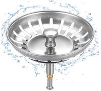 HUAERSICO Cesta Colador Acero Inoxidable 82mm,Universal Fregadero,Colador Fregadero con FuncióN TapóN,Colador DesagüE Fregadero Cocina Regulable En Altura,para Fregadero Blanco Recambio