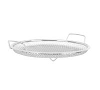 Huairdum Cesta de Frutas de Acero Inoxidable, Bandeja Redonda de Drenaje de Malla Metálica, Cesta de Almacenamiento con Asas Dobles, Ideal para Aperitivos, Frutas, Verduras, Fregadero de Cocina